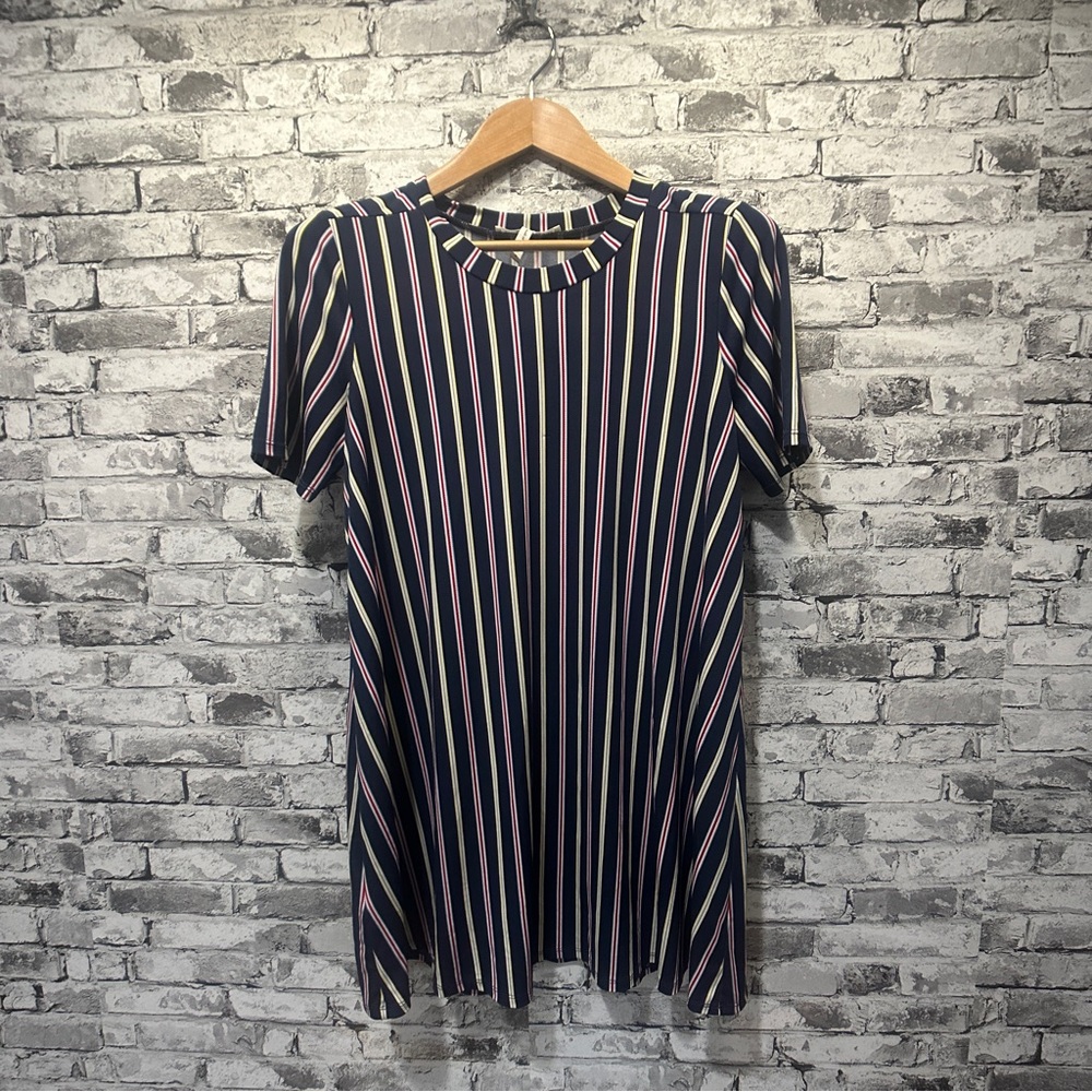 EUC BCBGeneration Striped Black and Pink Midi Dress Size M